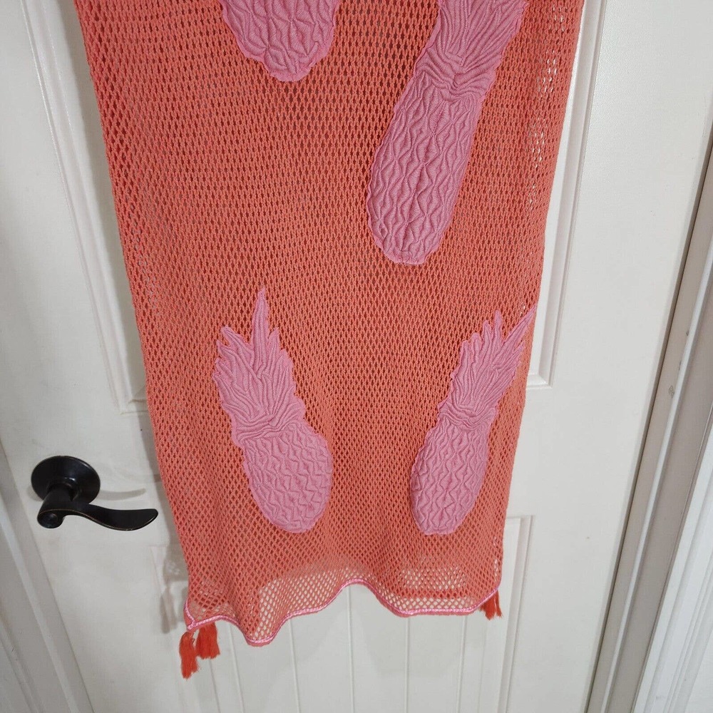 Corey Lynn Calter Womens Dress Becca Pineapple Salmon Crochet Tassel Mini M L - Picture 5 of 11